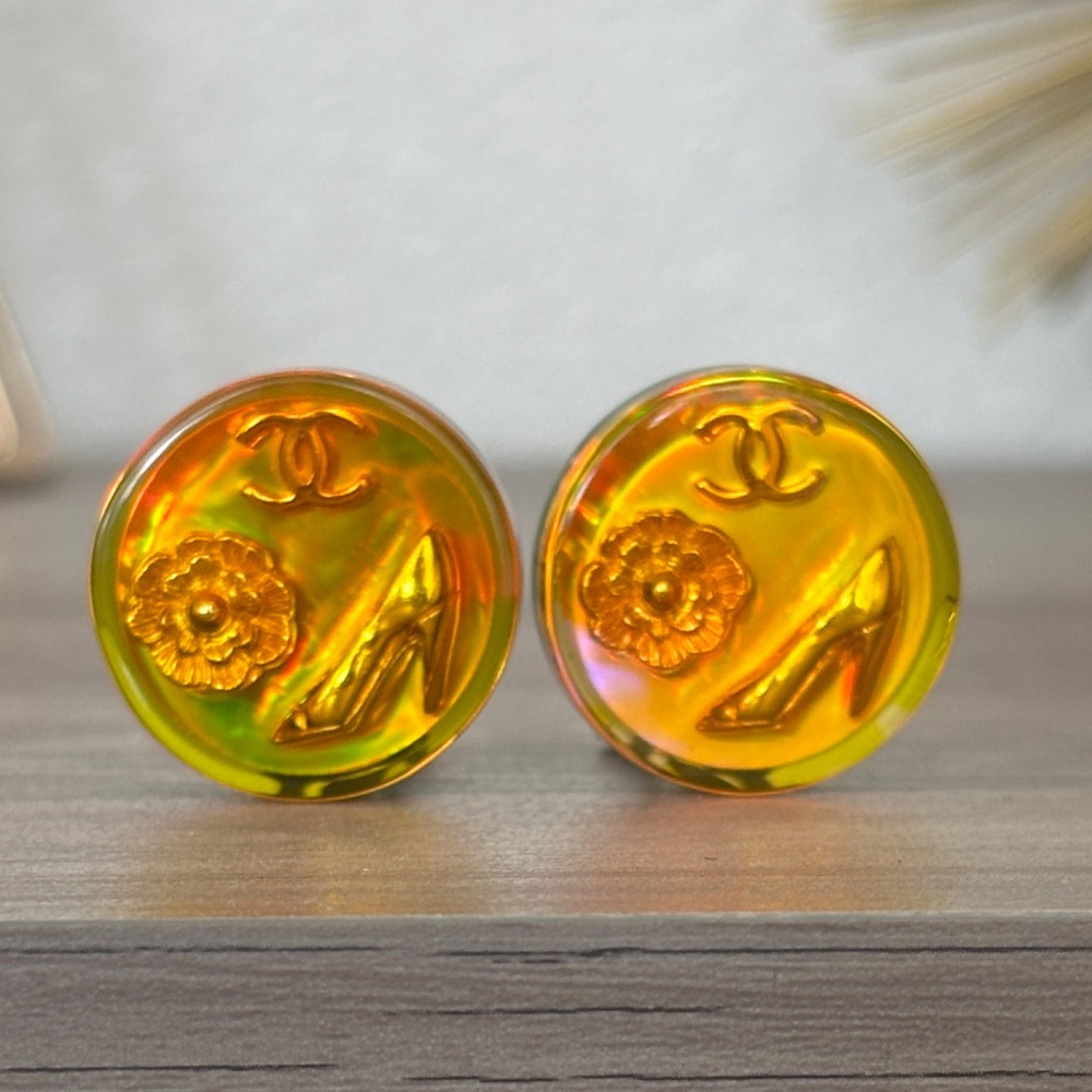 CHANEL Iridescent Icon Button Earrings - Picture 10 of 13